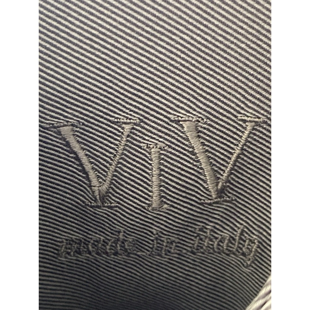 VIV Made in Italy Luxury Men's Dress Shirt 16 34/35 Silver Grey Striped Cotton - Picture 3 of 5